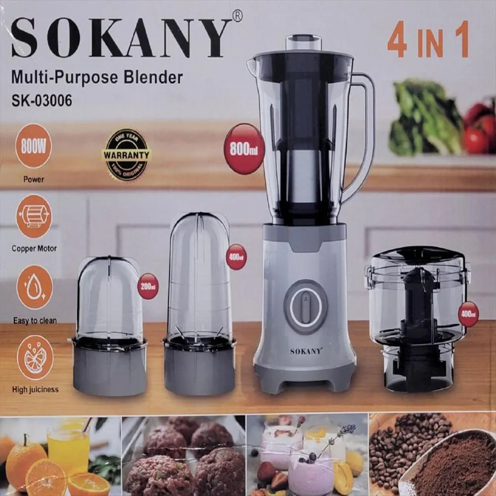 Licuadora Multiusos 4 En 1 Sokany 800ml