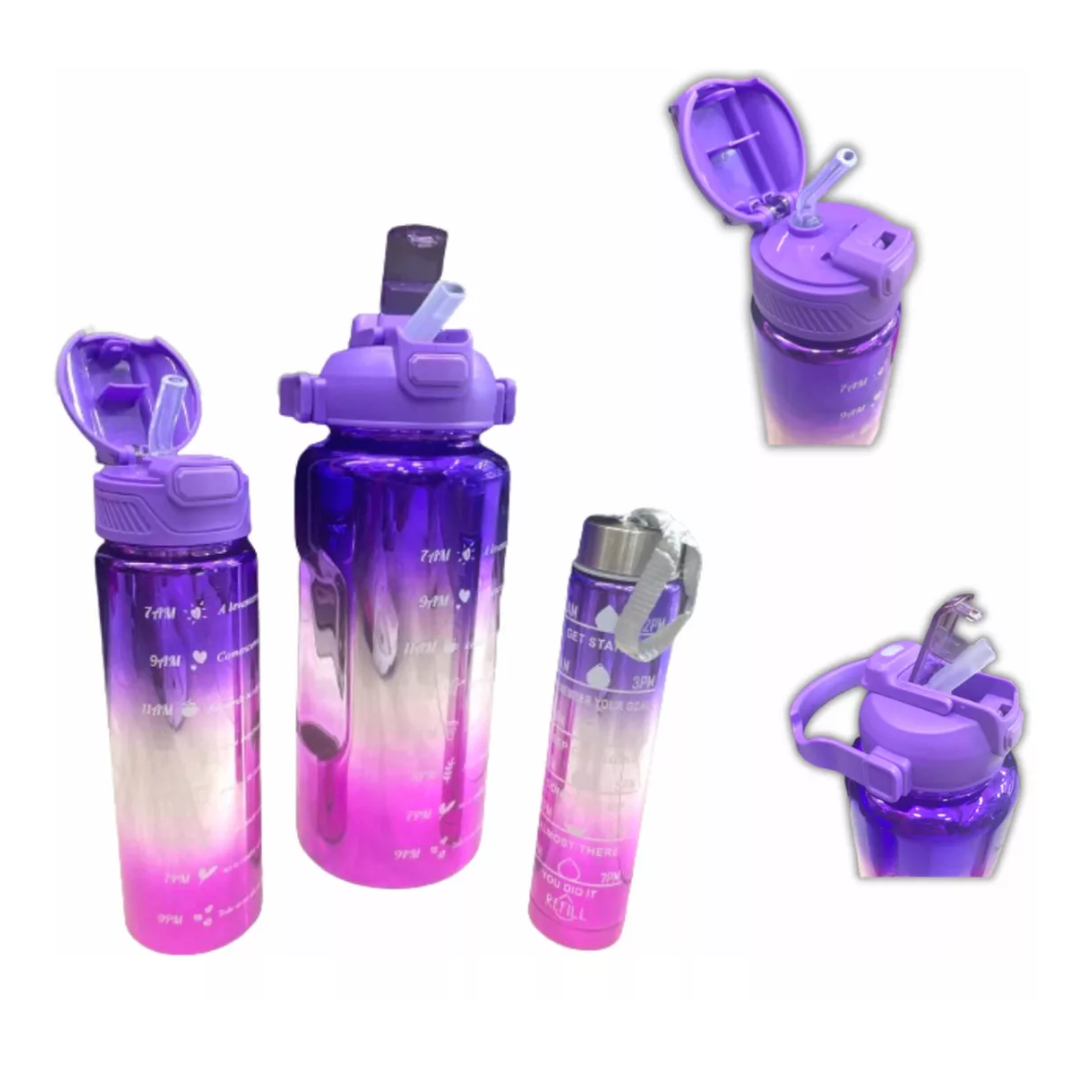 Combo Trio Termo Botella De Agua Motivac